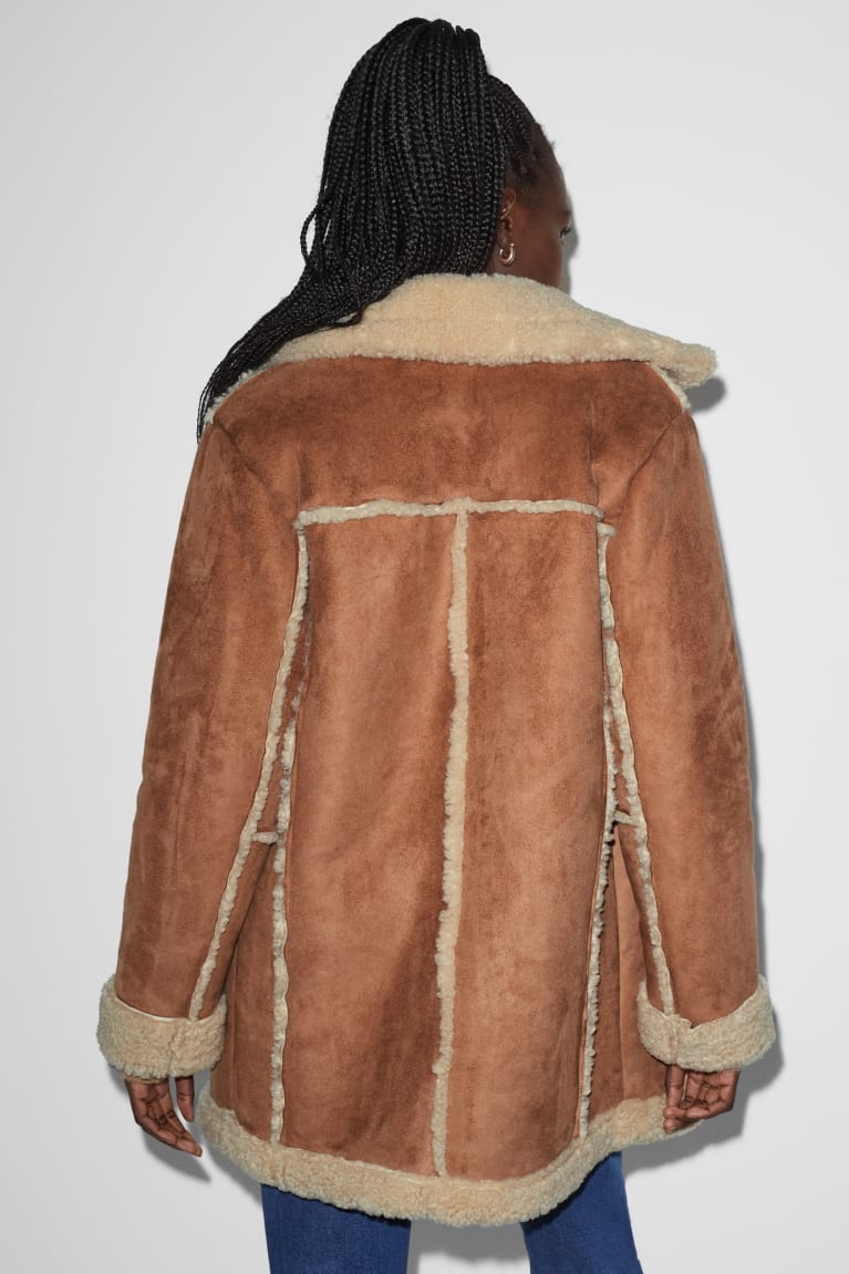 C&A Clockhouse Shearling Faux Mokka Naisten Takki Havanna | 61UVOQPSD