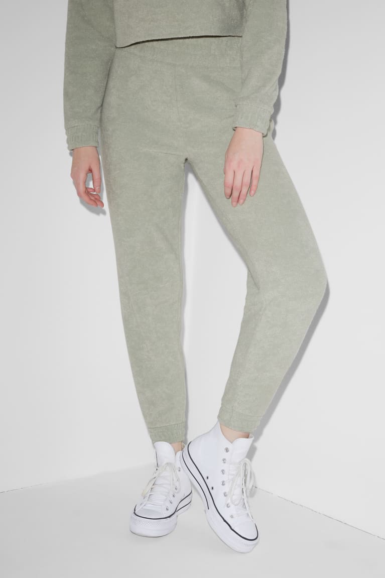 C&A Clockhouse Terry Cloth Joggers Naisten Suorat Housut Minttu Vihreä | 42PDCHAKS