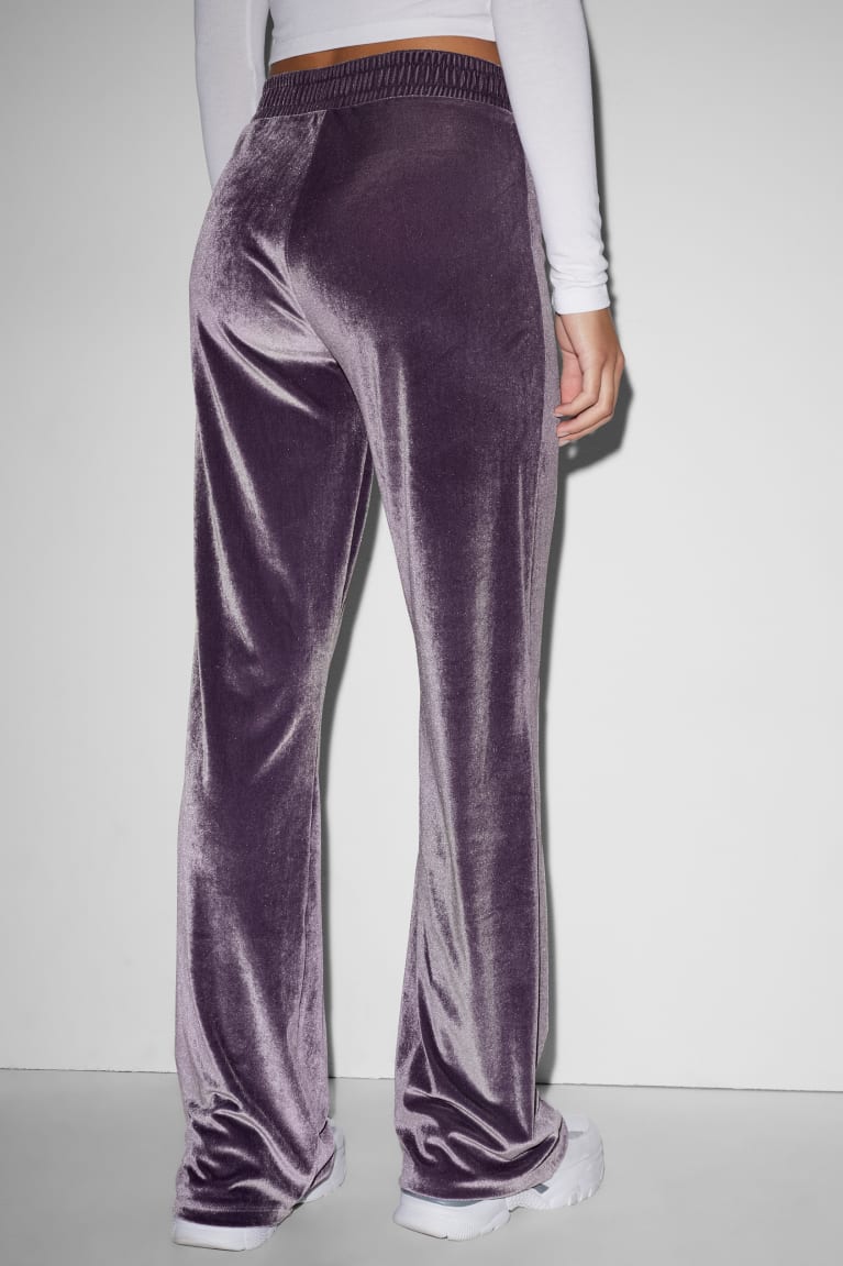 C&A Clockhouse Velvet Joggers Naisten Suorat Housut Violetit | 19OWDBIAY