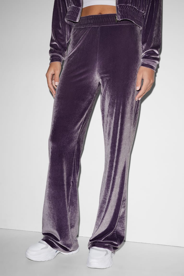 C&A Clockhouse Velvet Joggers Naisten Suorat Housut Violetit | 19OWDBIAY