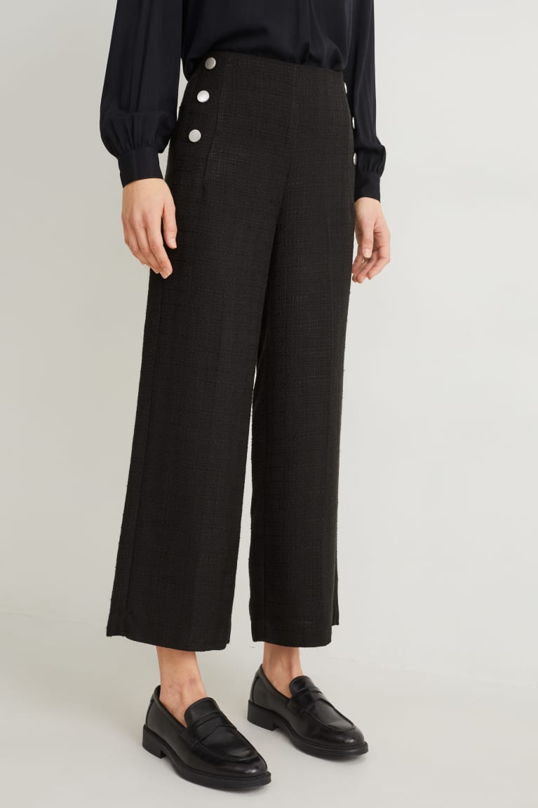 C&A Culottes High Vyötärö With Recycled Polyester Naisten Suorat Housut Mustat | 62KEQSMXI