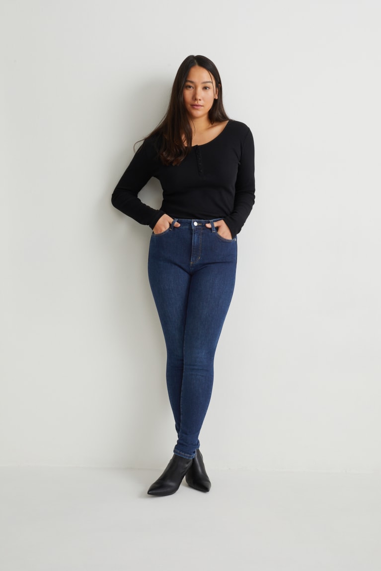 C&A Curvy High Vyötärö Laiha Fit Lycra® Recycled Naisten Farkut Sininen | 30PBRKWJS