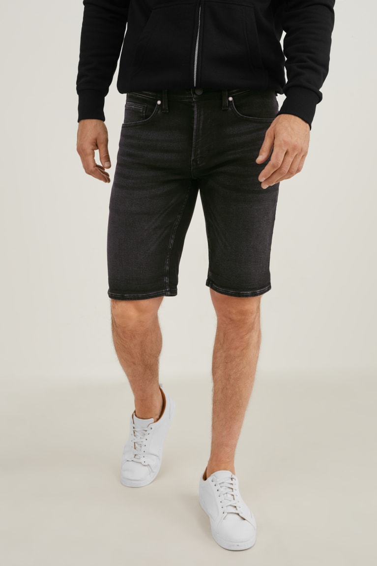 C&A Denim Bermuda Flex Jog Denim Miesten Shortsit Sininen Tummanharmaat | 97TQXKHIN