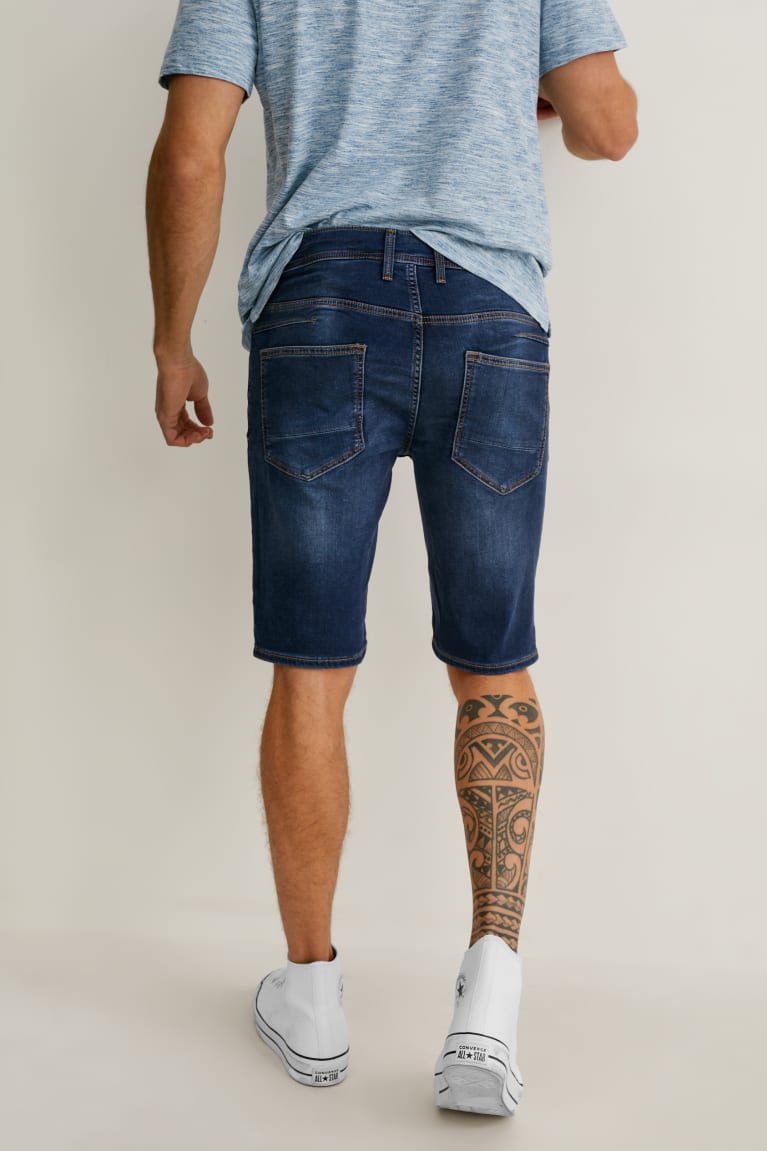 C&A Denim Flex Jog Denim Miesten Shortsit Sininen Tummansininen | 71FDSGVPH