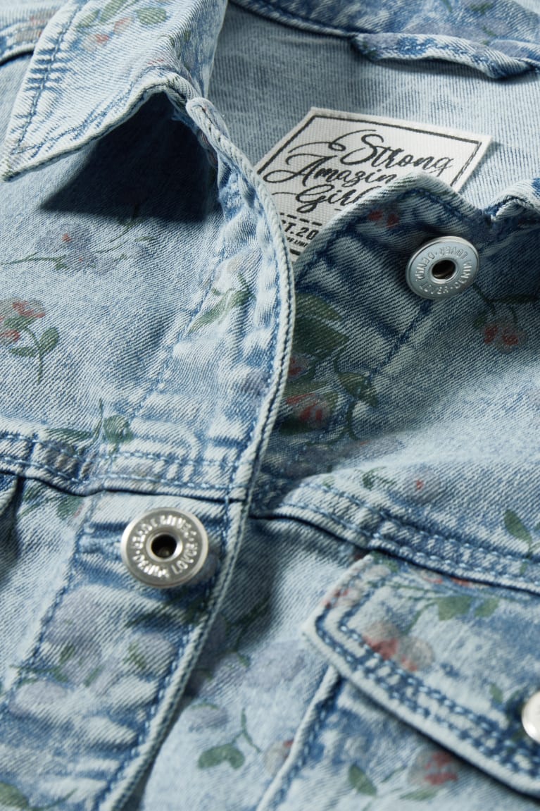 C&A Denim Floral Tytön Takki Sininen Vaaleansininen | 50VPHEGBM