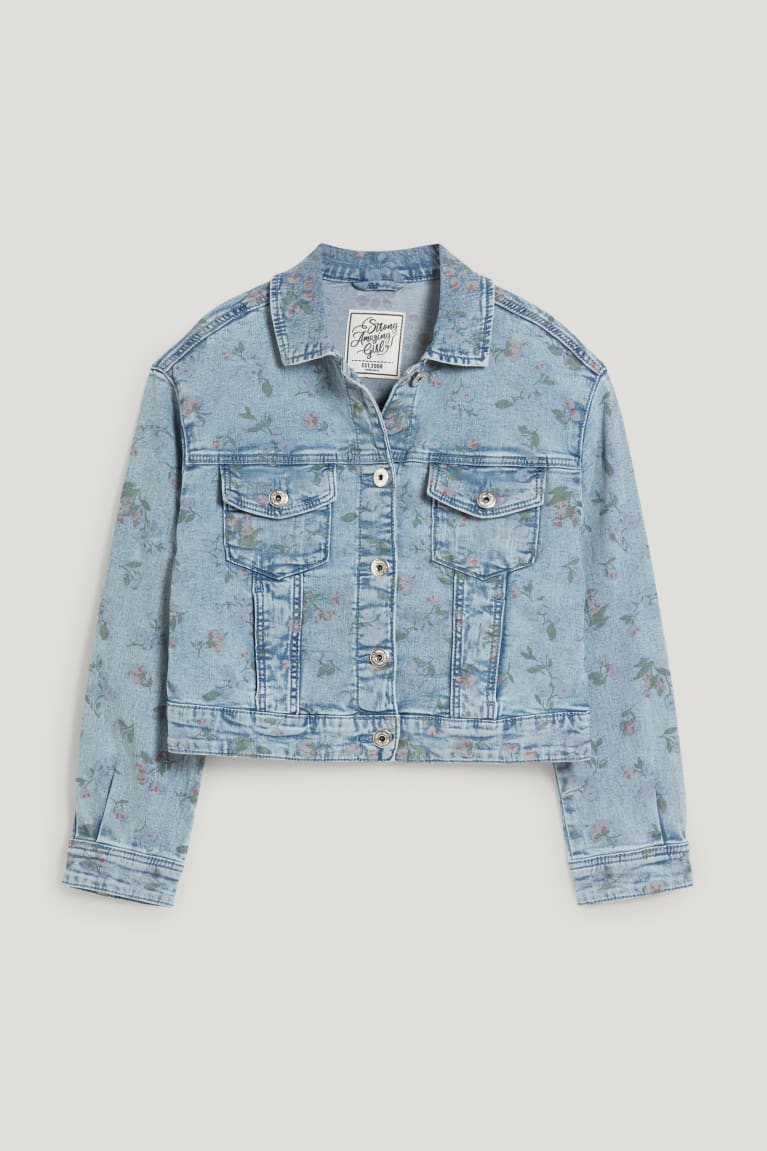 C&A Denim Floral Tytön Takki Sininen Vaaleansininen | 50VPHEGBM