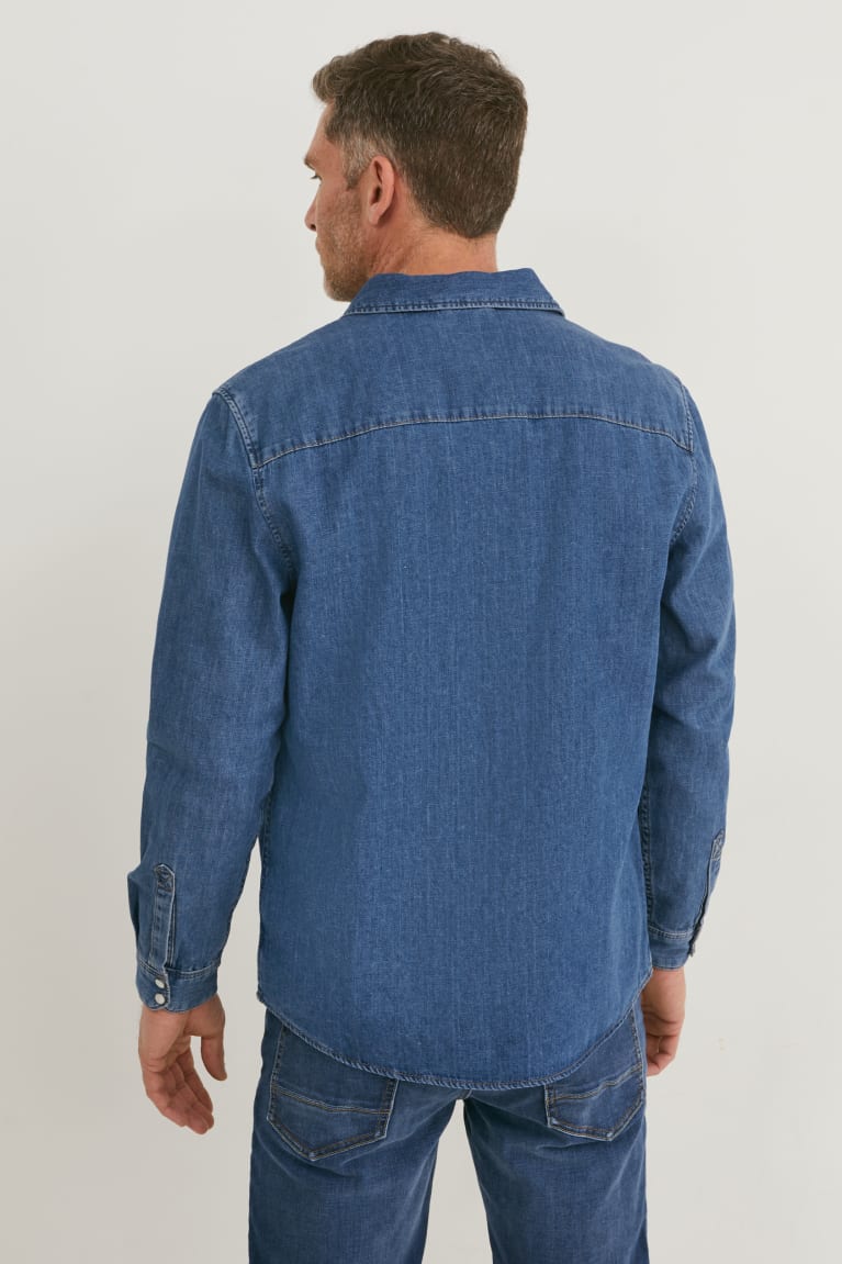 C&A Denim Regular Fit Kent Collar Recycled Miesten Paidat Sininen Tummansininen | 20MDXHLAG