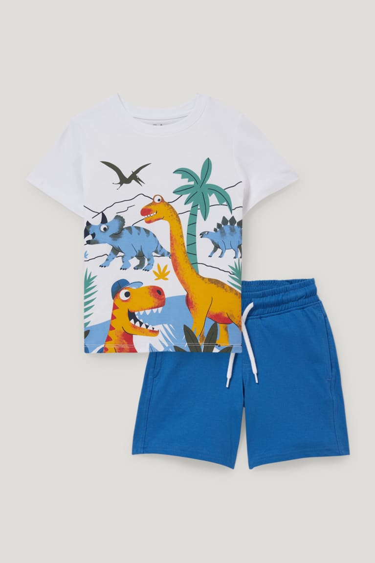 C&A Dinosaur Set Sleeve And 2 Piece Poikien T Paidat Valkoinen | 85IZLCQFN