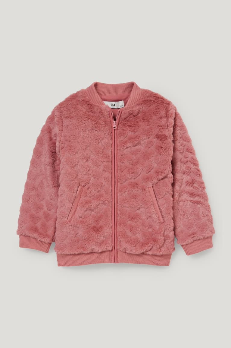 C&A Faux Fur Recycled Tytön Huppari Tummanpinkki | 58TIVYLOA