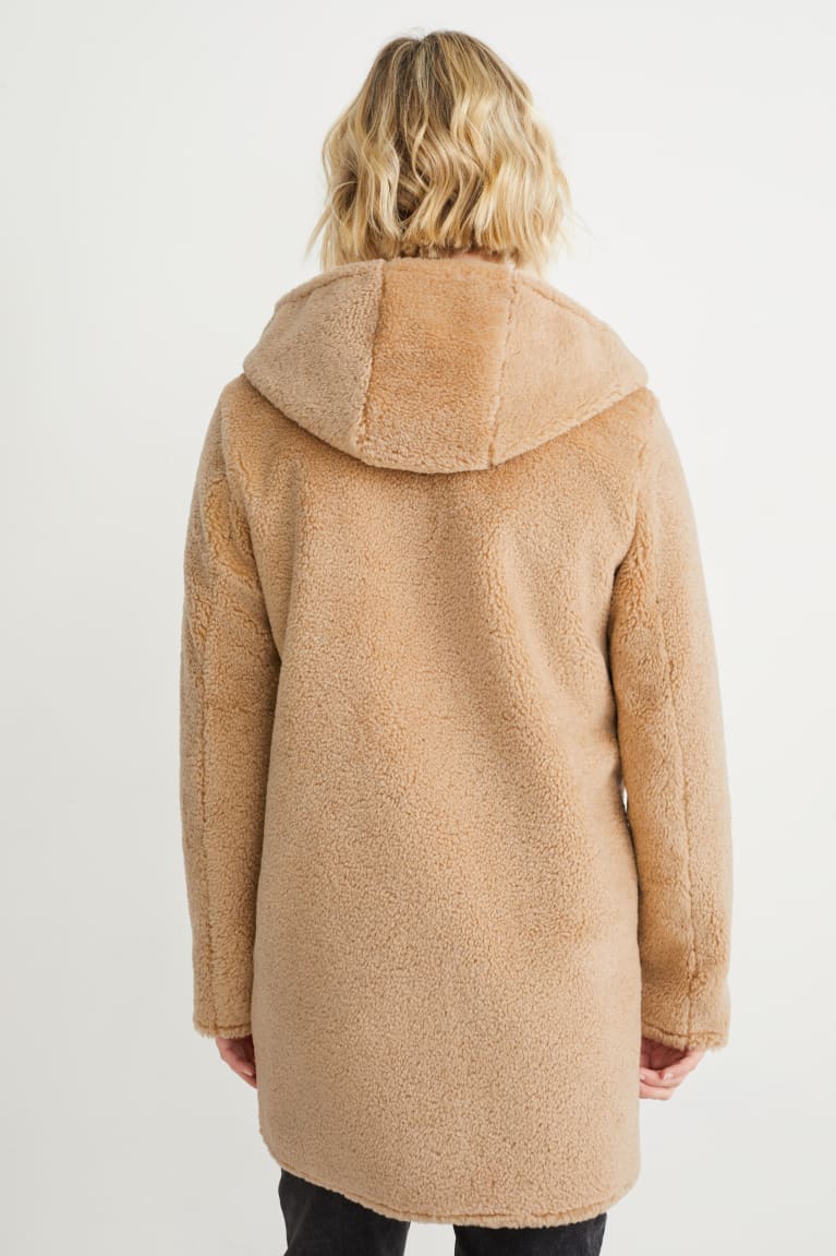 C&A Faux Fur With Hood Naisten Takit Vaaleanruskea | 03OXUPHNF