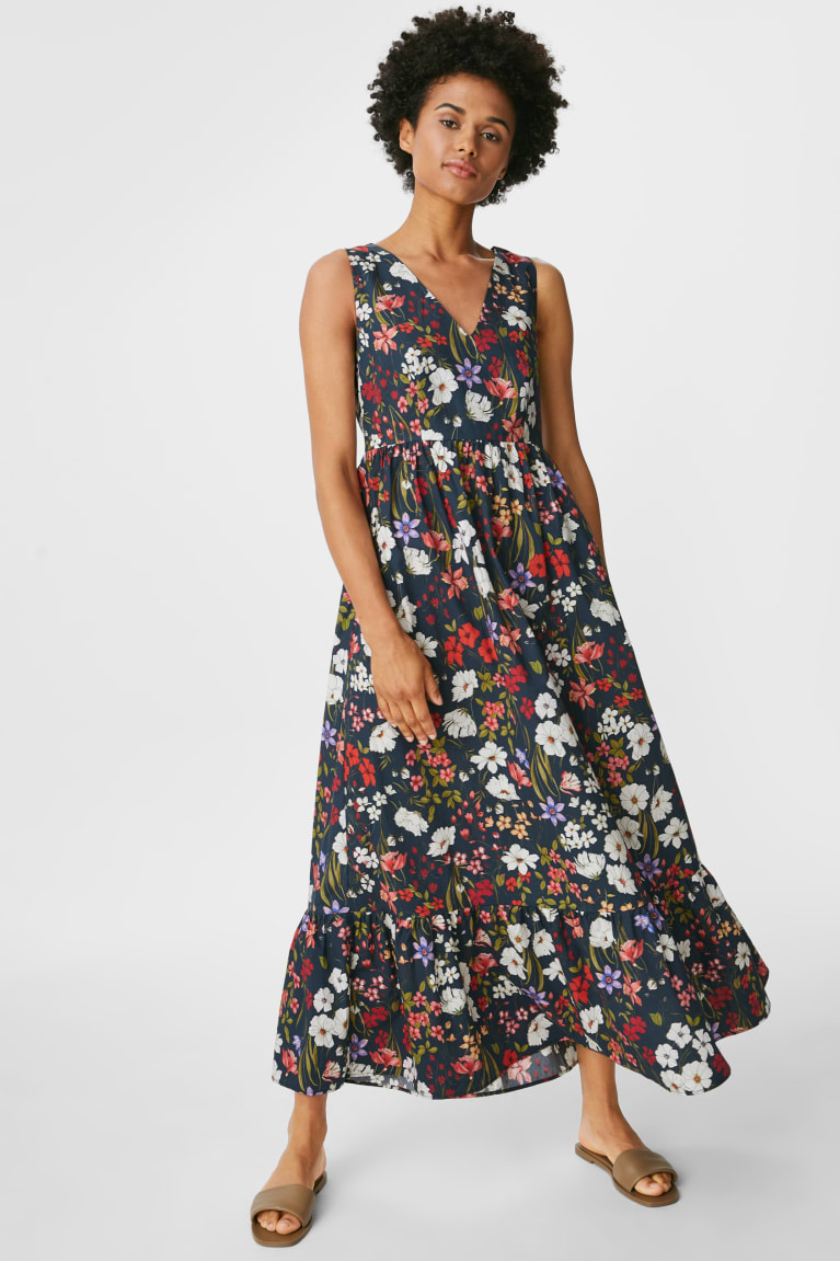 C&A Fit & Flare Floral Naisten Mekko Tummansininen | 62GCTBNRI