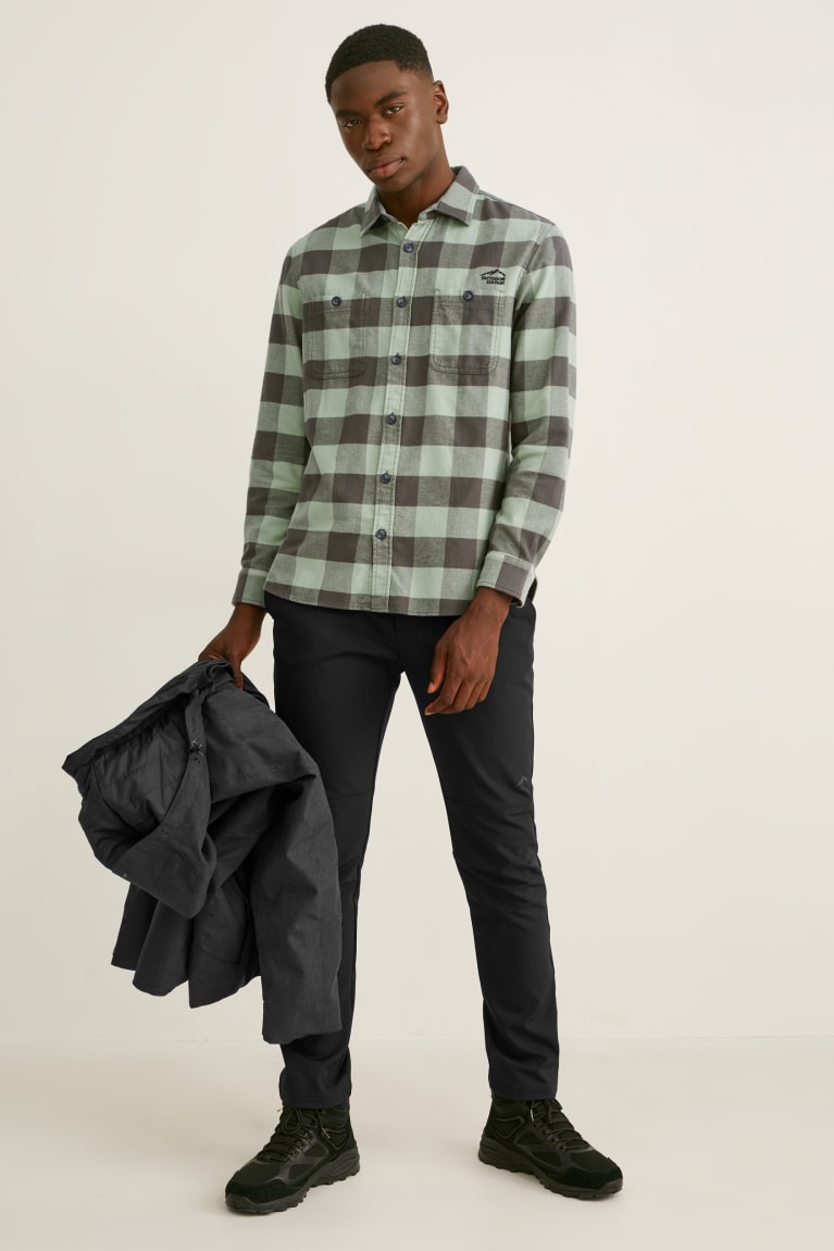 C&A Flannel Regular Fit Kent Collar Check Miesten Paidat Tummanvihreä Mustat | 81YTDBONU