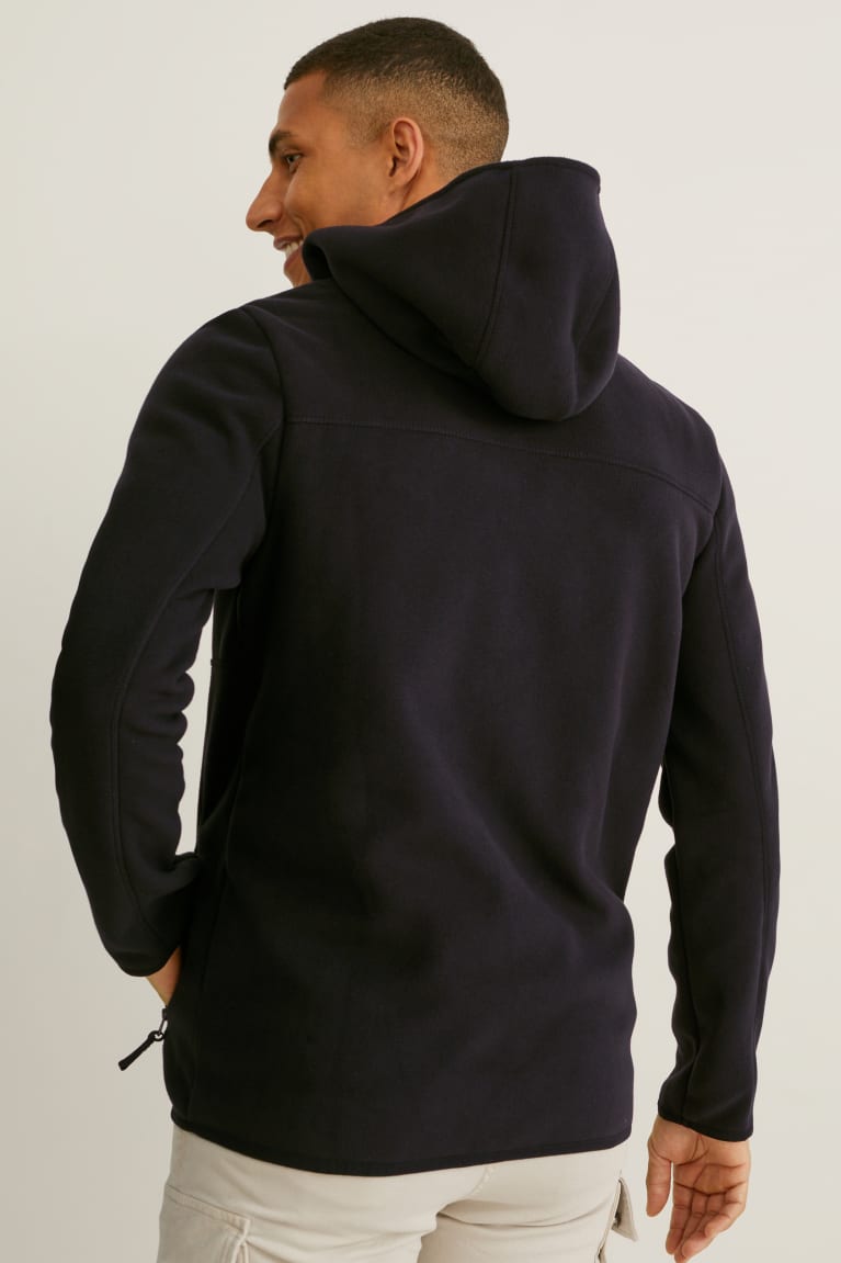 C&A Fleece With Hood Thermolite® Ecomade Recycled Miesten Takki Mustat | 20TZXLBGH