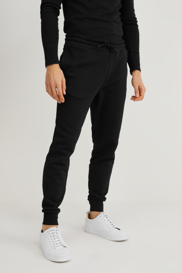 C&A Joggers Organic Puuvilla Miesten Suorat Housut Mustat | 69GHNXPKS