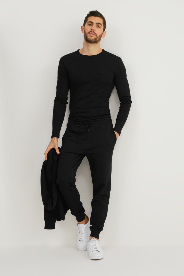 C&A Joggers Organic Puuvilla Miesten Suorat Housut Mustat | 69GHNXPKS