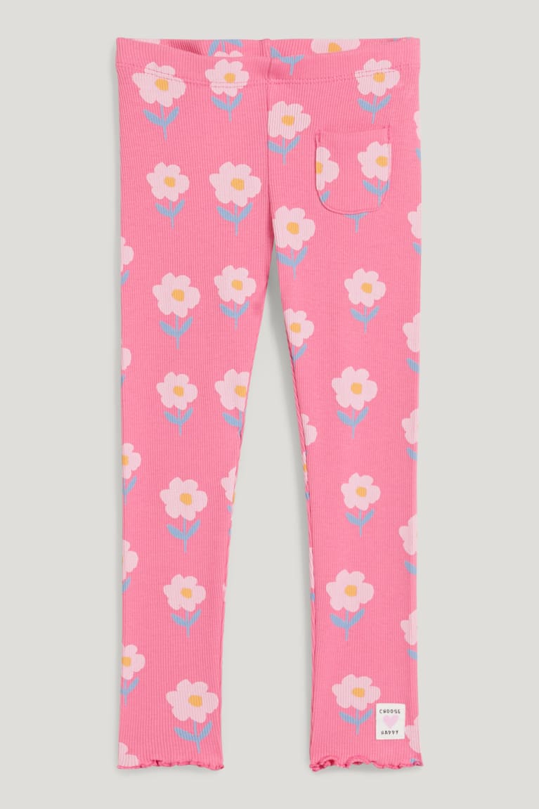 C&A Leggings Floral Tytön Suorat Housut Pinkki | 72FSQJOTH