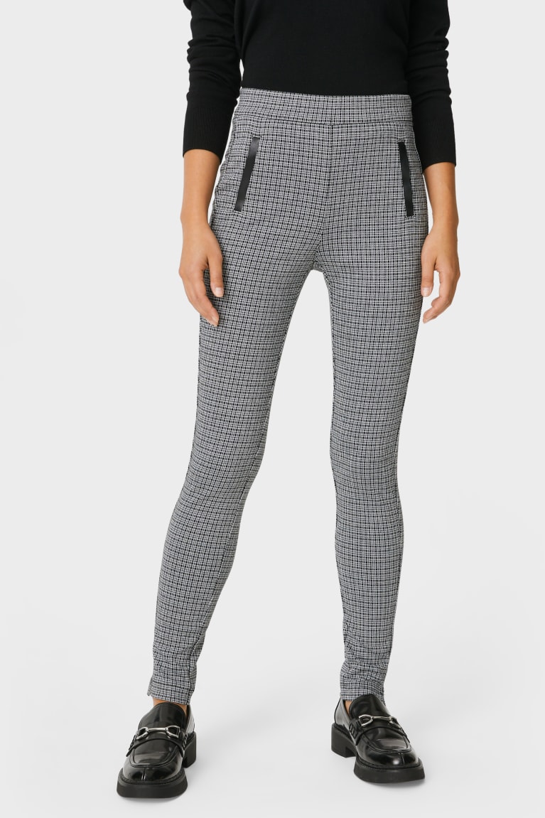 C&A Leggings Recycled Check Naisten Suorat Housut Valkoinen | 74ECPHTZR