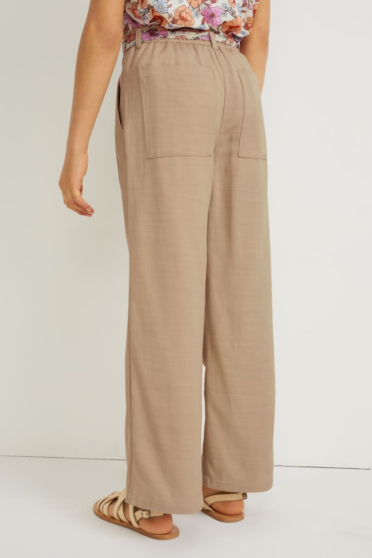 C&A Leveät Leg With Tencel™ Lyocell Fibres Tytön Suorat Housut Beige | 62ACTGEWJ