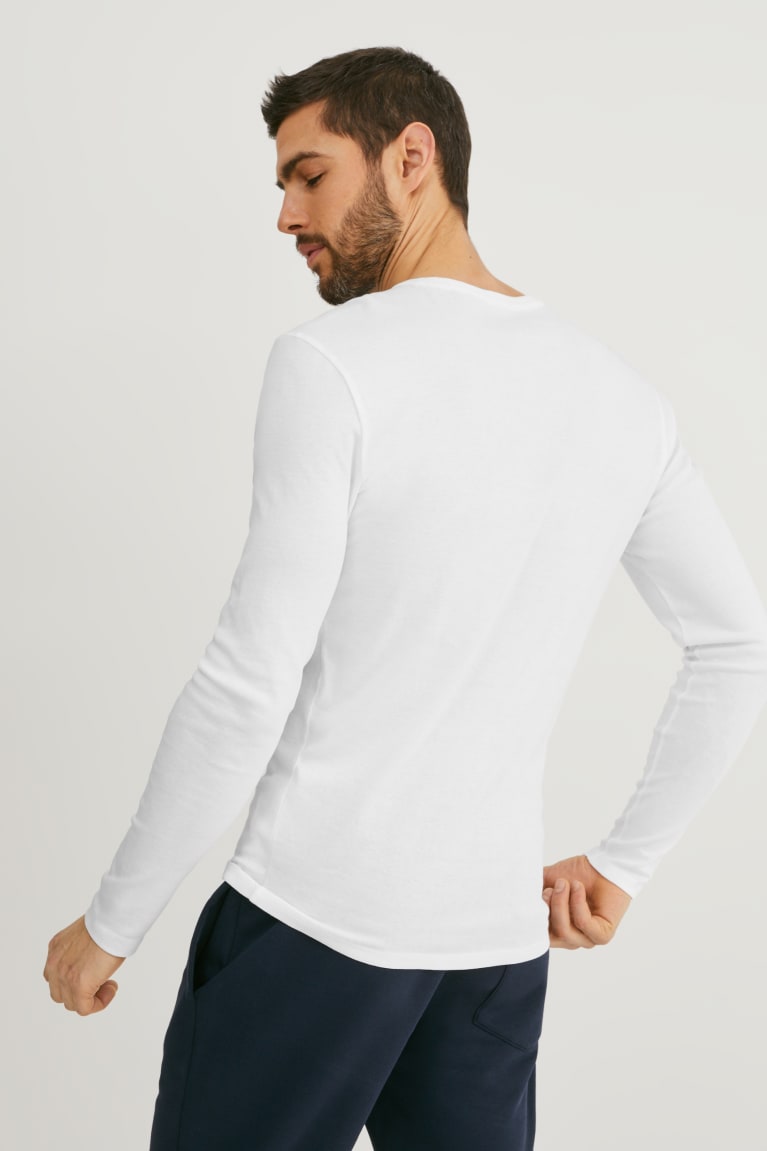 C&A Long Sleeve Organic Puuvilla Miesten Topit Valkoinen | 63EBAWVRL