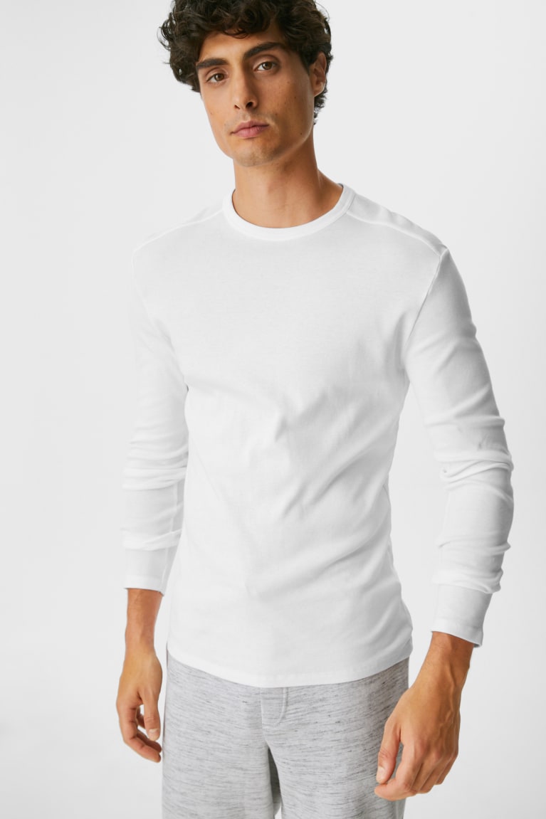 C&A Long Sleeve Organic Puuvilla Miesten Topit Valkoinen | 82LDYTPOS