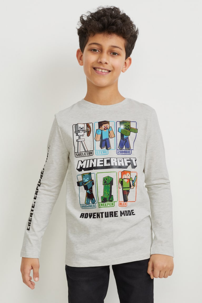 C&A Minecraft Long Sleeve Poikien Topit Vaaleanharmaat | 74JKMDEXG