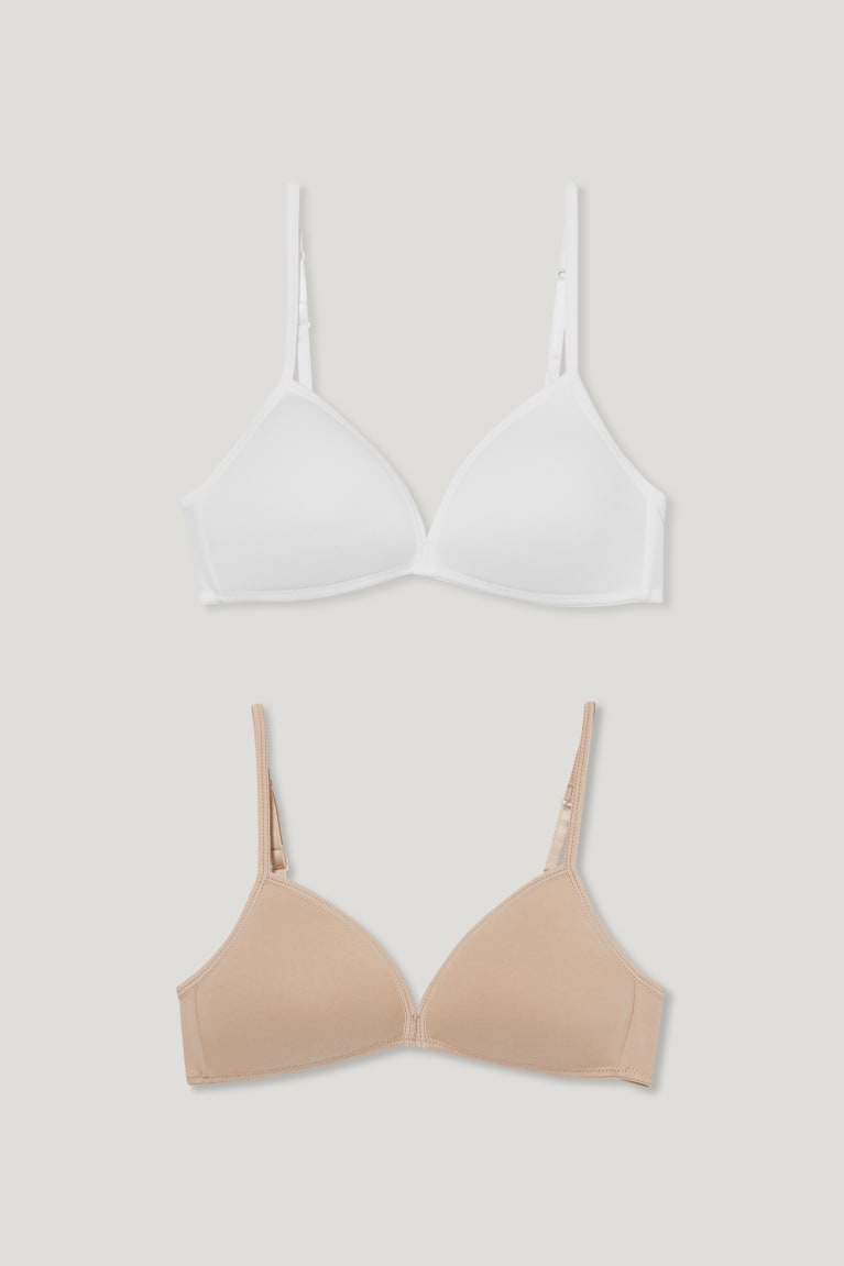 C&A Multipack Of 2 Non-wired Bra Pehmustettu Organic Puuvilla Tytön Alusvaatteet Beige | 46AGYBFVD