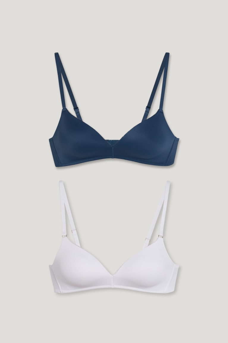 C&A Multipack Of 2 Non-wired Bra Pehmustettu Lycra® Naisten Alusvaatteet Valkoinen | 71KCBQNGW