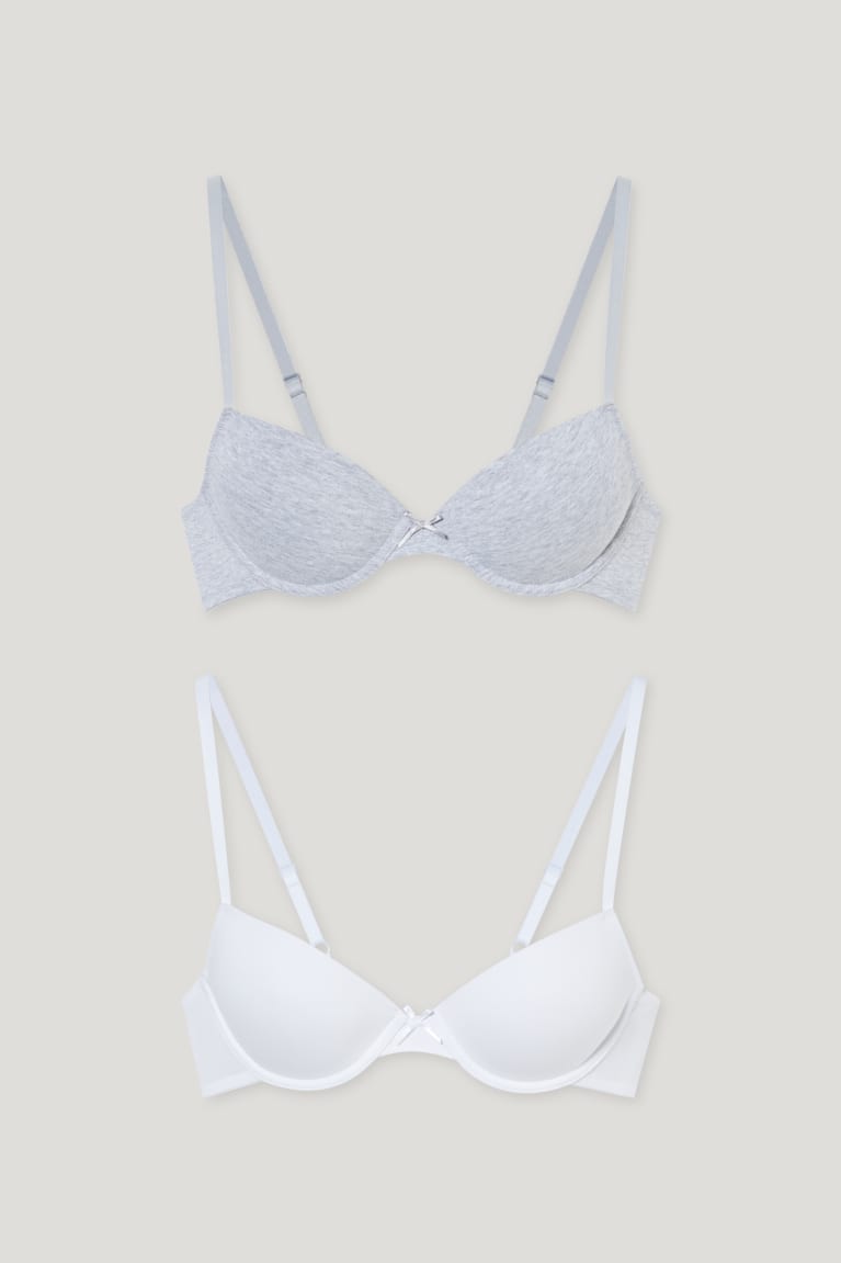 C&A Multipack Of 2 Underwire Bra Demi Pehmustettu Naisten Alusvaatteet Valkoinen Harmaat | 76XLQTZGS