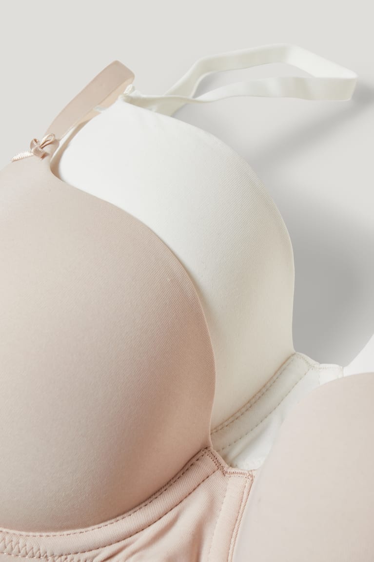 C&A Multipack Of 2 Underwire Bra Full Coverage Pehmustettu Naisten Alusvaatteet Valkoinen Beige | 75SJEKZRA