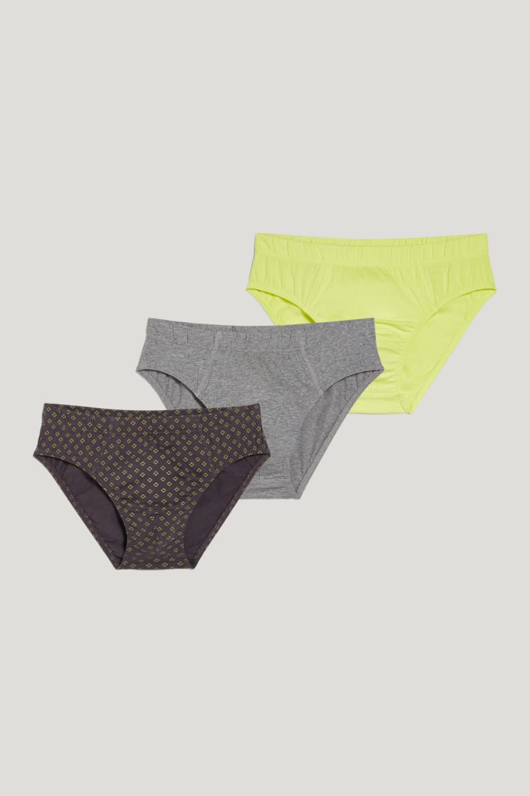 C&A Multipack Of 3 Briefs Organic Puuvilla Miesten Alusvaatteet Harmaat Keltainen | 47BHZDCFK