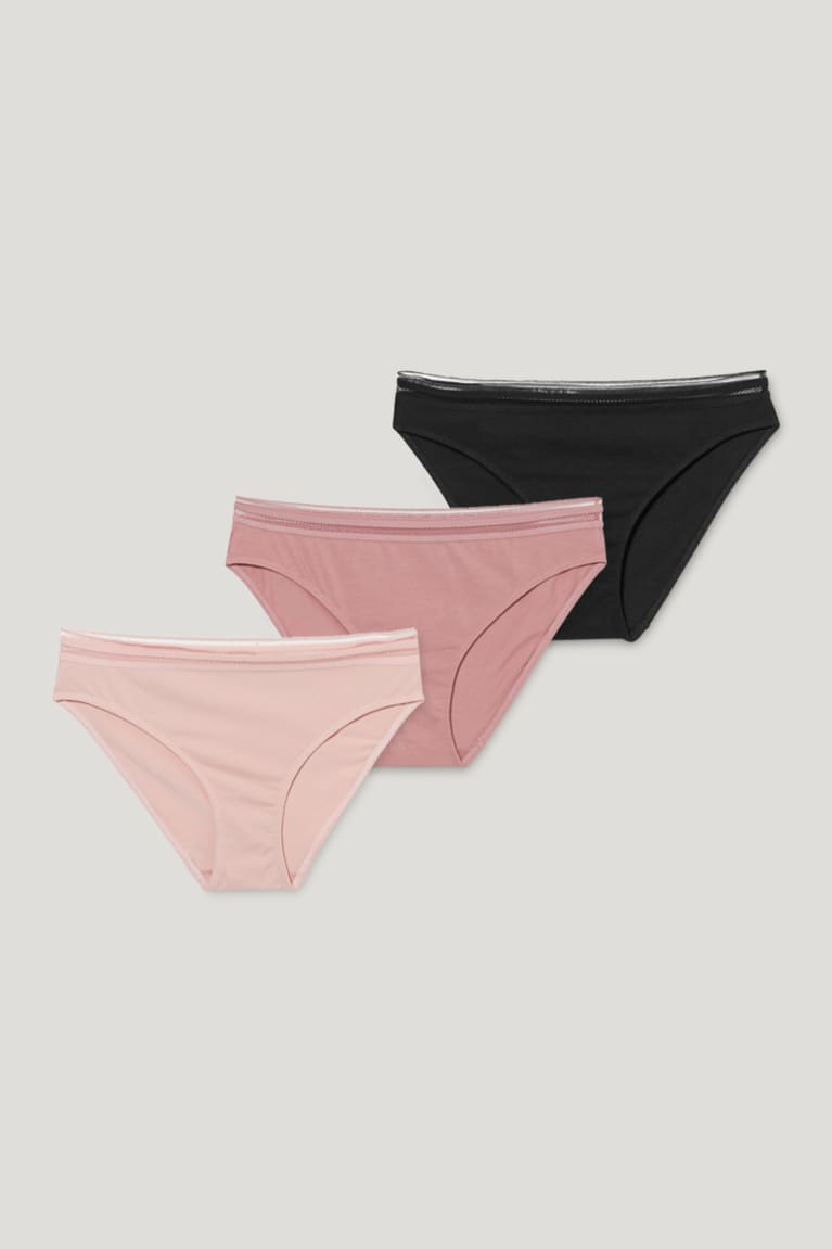 C&A Multipack Of 3 Briefs Organic Puuvilla Naisten Alusvaatteet Tummanpinkki | 51SCPVHKR