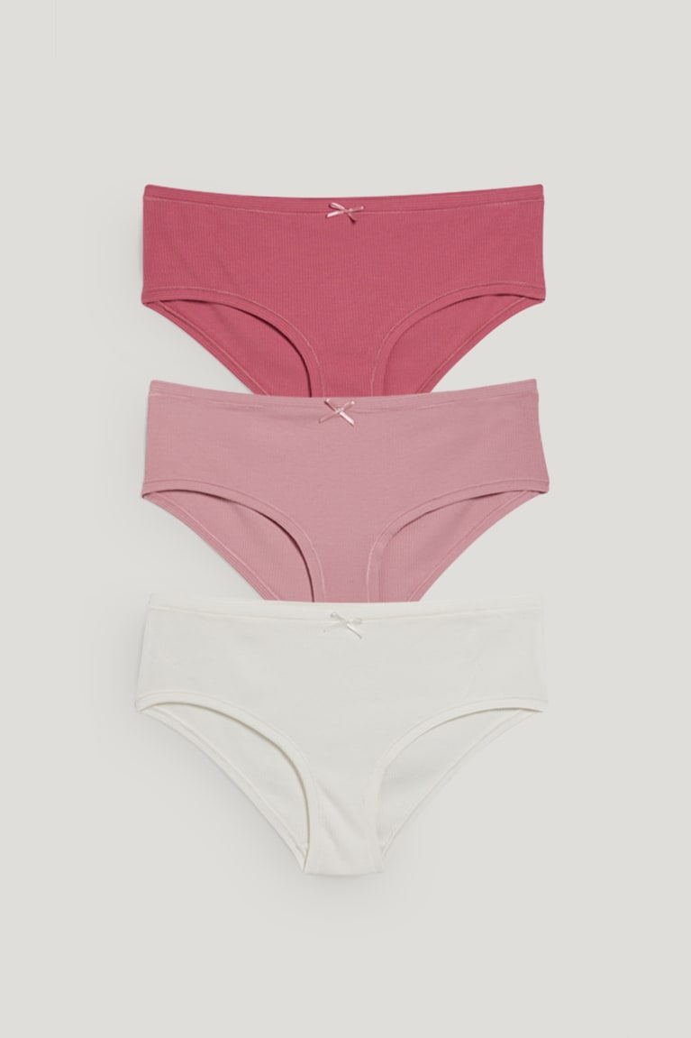 C&A Multipack Of 3 Hipster Briefs With Organic Puuvilla Naisten Alusvaatteet Valkoinen Pinkki | 08UFTYBEZ