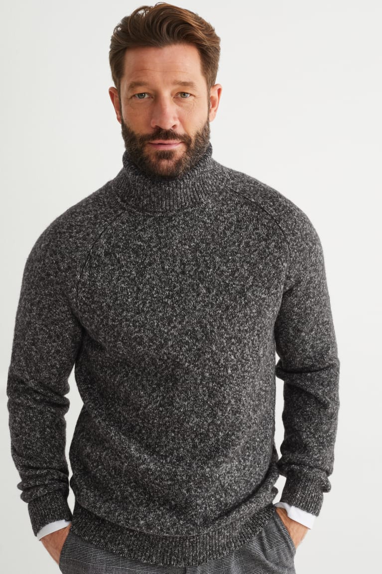 C&A Polo Neck Miesten Puserot Tummanharmaat | 42XKVTJGU