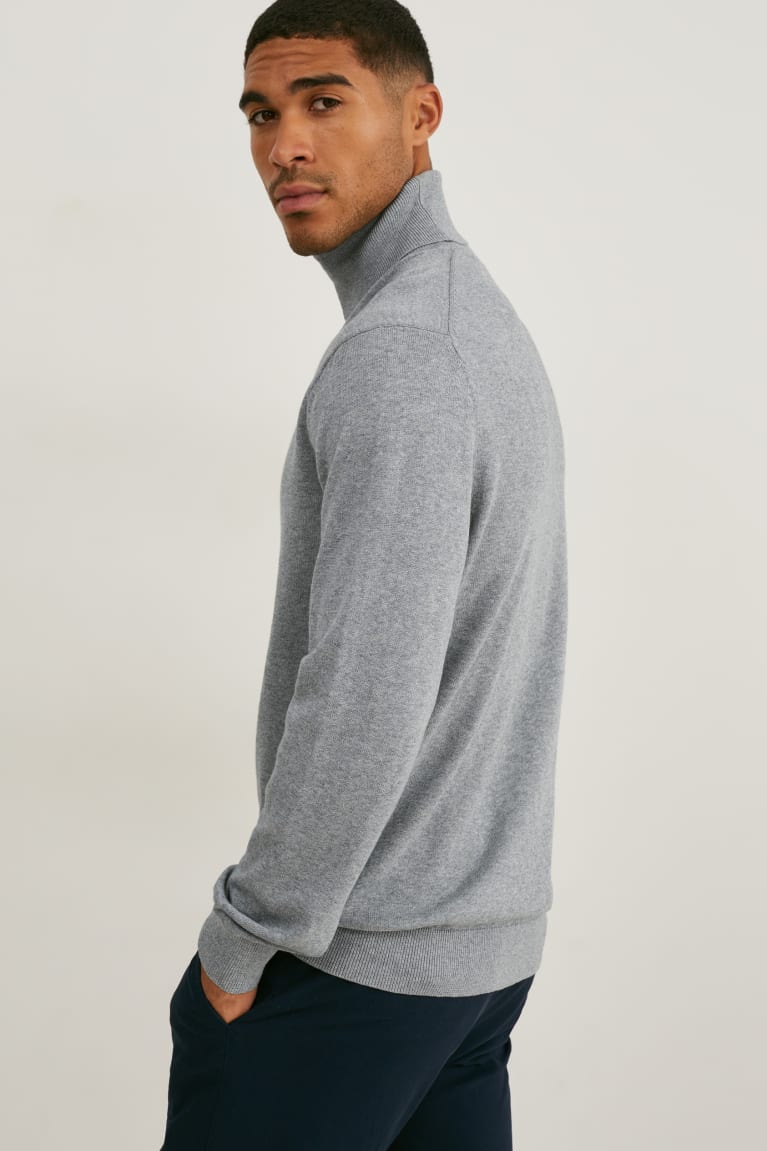 C&A Polo Neck Organic Puuvilla Miesten Puserot Harmaat | 01KHRGUYV