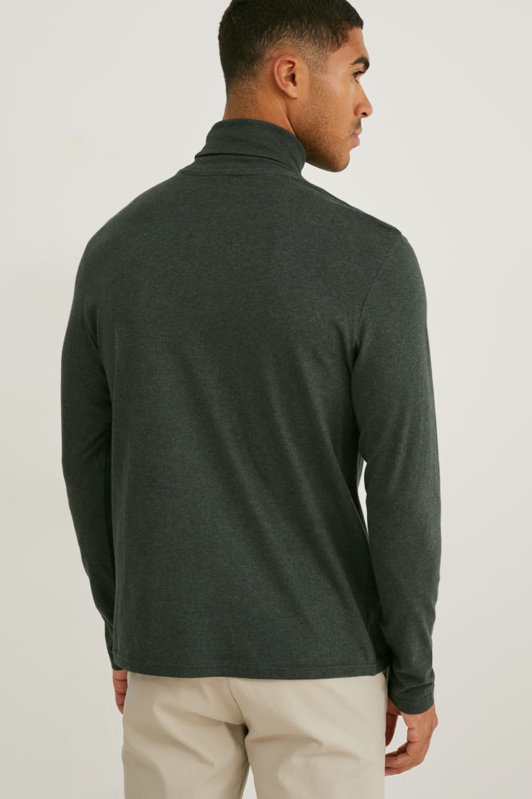 C&A Polo Neck Organic Puuvilla Miesten Topit Tummanvihreä | 30SCAOMRF