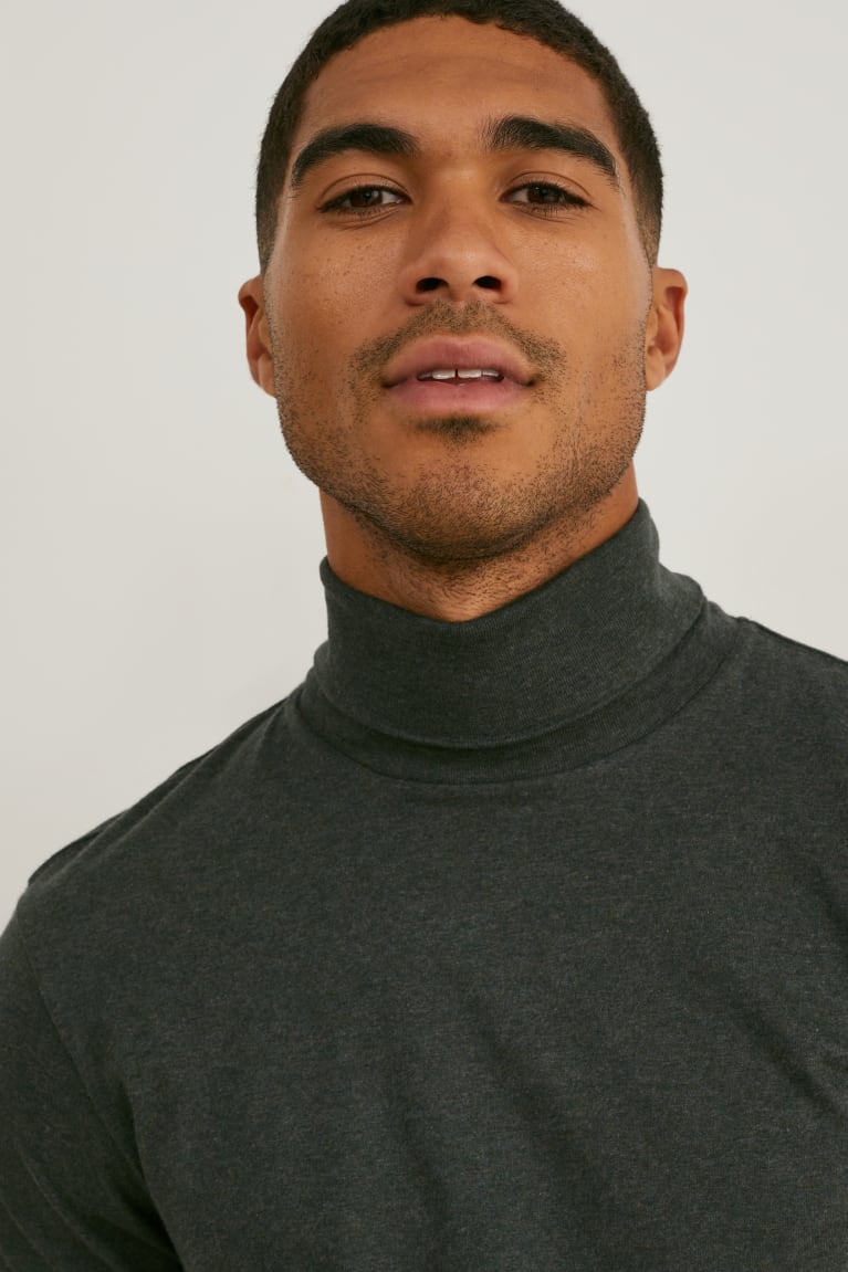 C&A Polo Neck Organic Puuvilla Miesten Topit Tummanvihreä | 30SCAOMRF