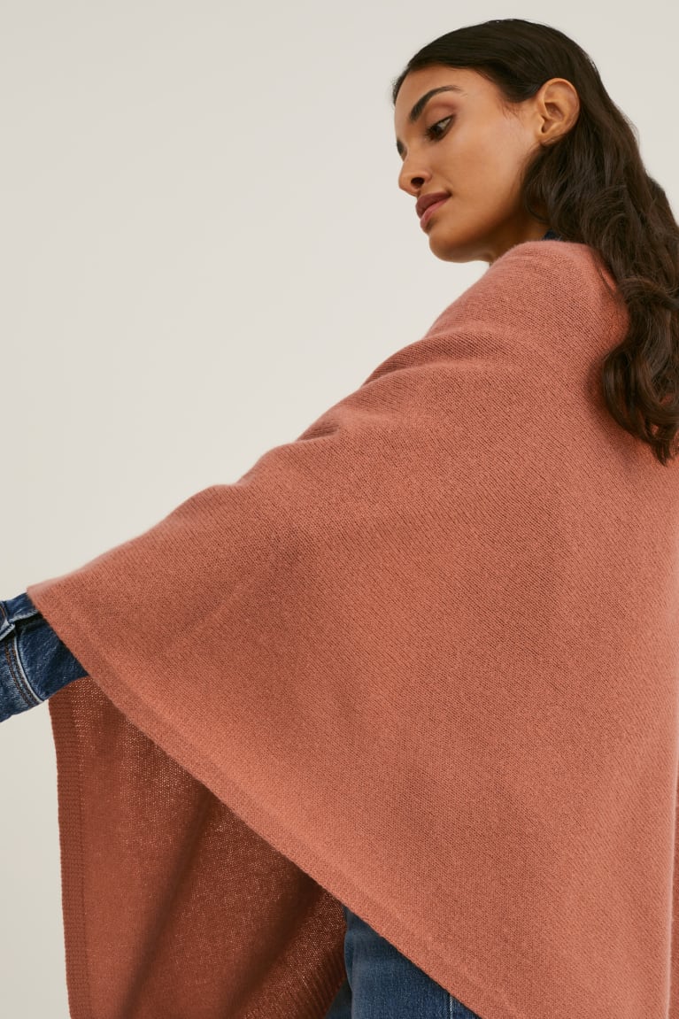 C&A Poncho With Cashmere Villa Blend Naisten Huppari Ruskea | 07PKDBJMQ