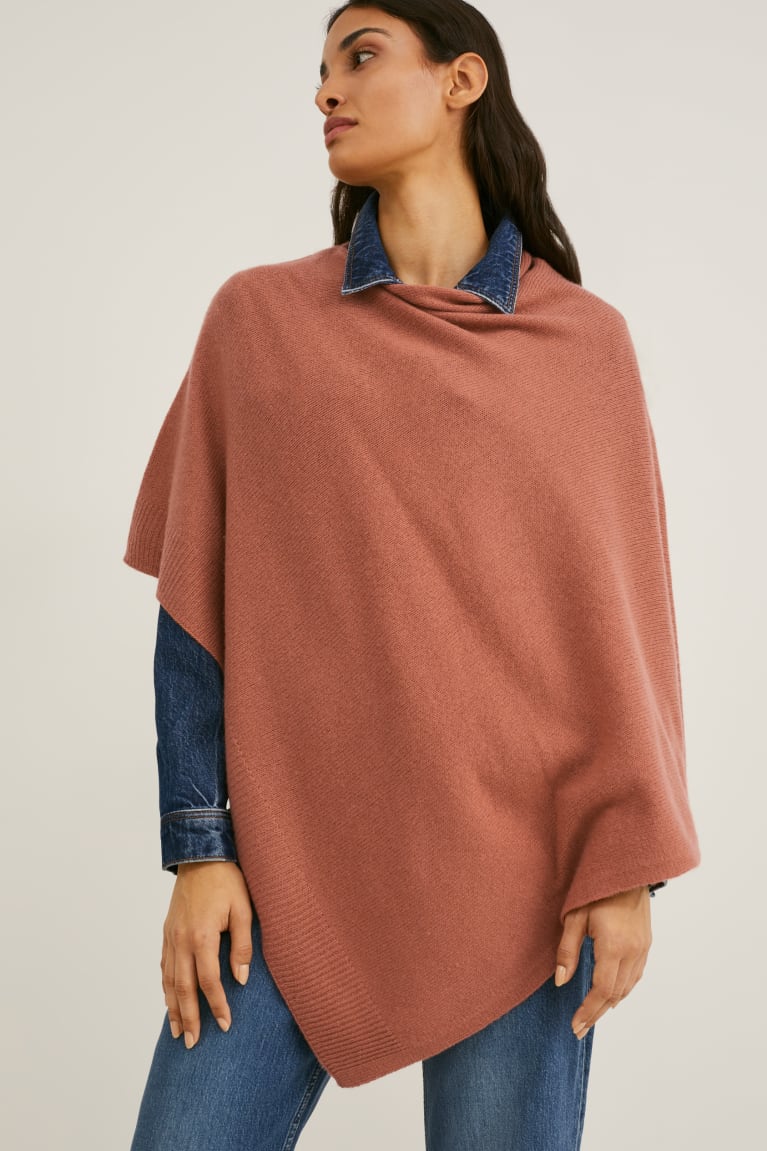 C&A Poncho With Cashmere Villa Blend Naisten Huppari Ruskea | 07PKDBJMQ