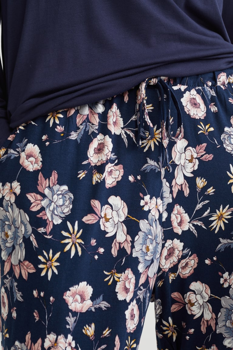 C&A Pyjamas Floral Naisten Yöasut Tummansininen | 02ERAOJSI