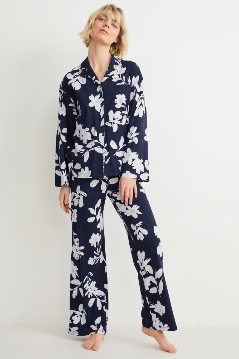 C&A Pyjamas Floral Naisten Yöasut Tummansininen | 95TDOMXGL