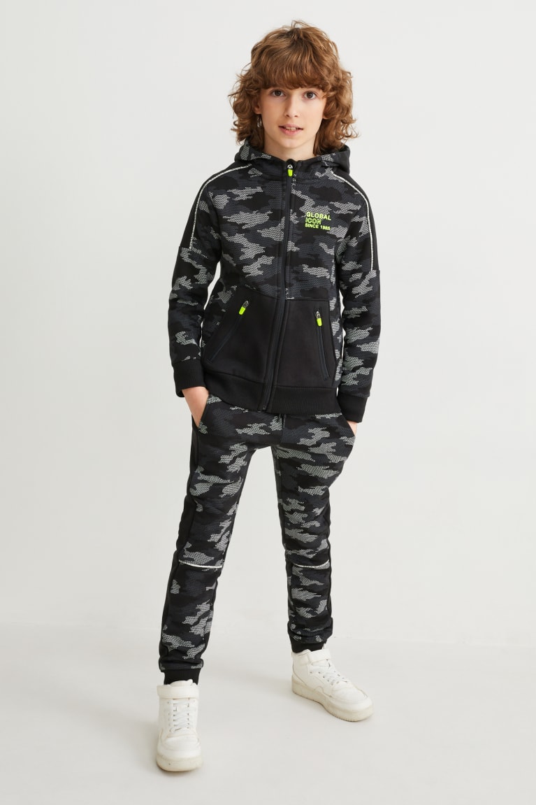 C&A Set Zip-through With Hood And Joggers 2 Piece Poikien Suorat Housut Camouflage | 24WNKMFDB