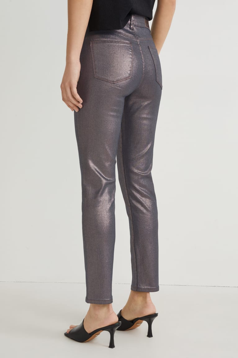 C&A Slim High Vyötärö Lycra® Shiny Naisten Farkut Ruskea | 48HZYBONC