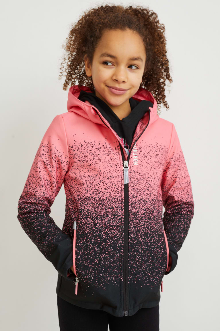 C&A Softshell With Hood Tytön Takki Mustat Pinkki | 04CBAZTYE