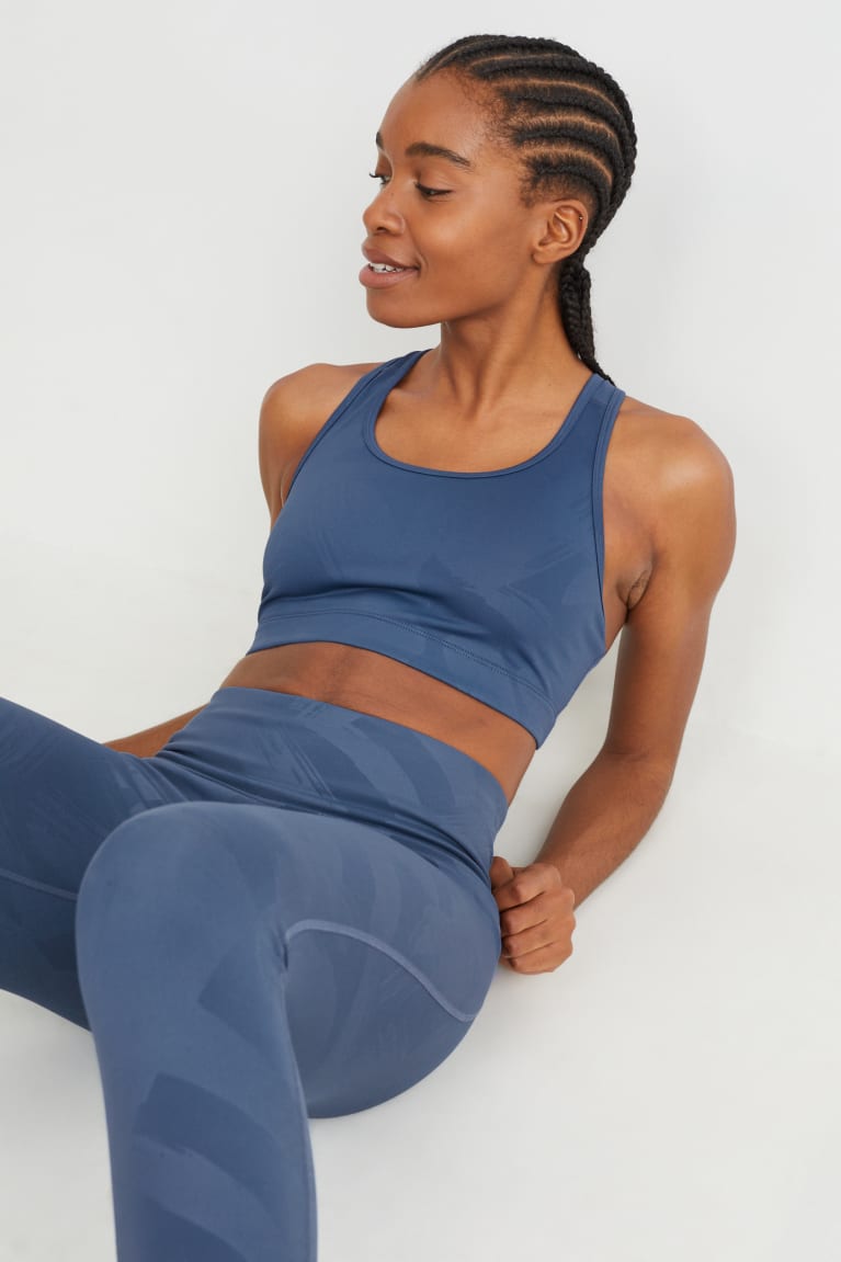 C&A Sports Bra Pehmustettu 4 Way Stretch Naisten Alusvaatteet Sininen | 53KQSUXBN