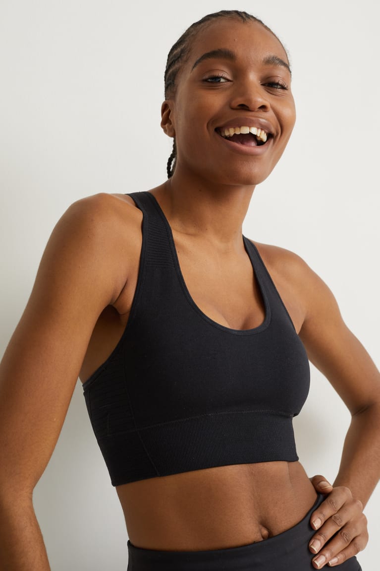 C&A Sports Bra Pehmustettu Lycra® Recycled Naisten Alusvaatteet Mustat | 02RZNVEFG