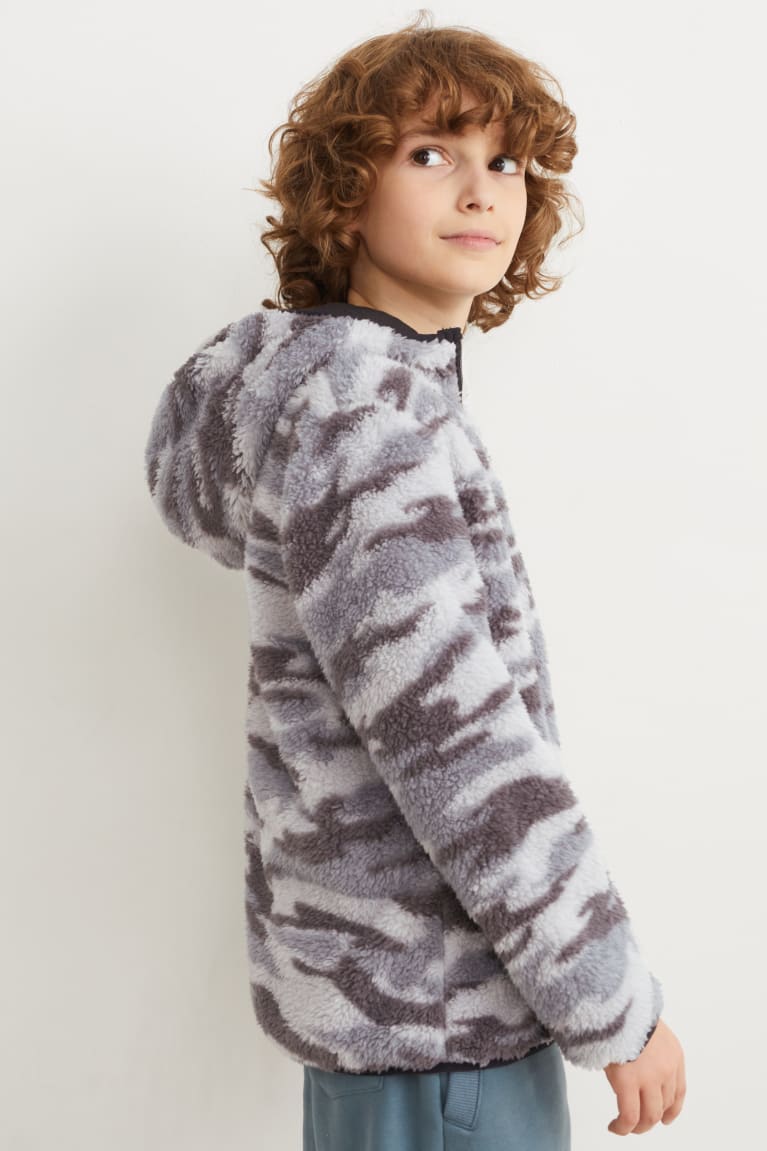 C&A Teddy Fur With Hood Patterned Tytön Huppari Harmaat | 10BDQSKZW