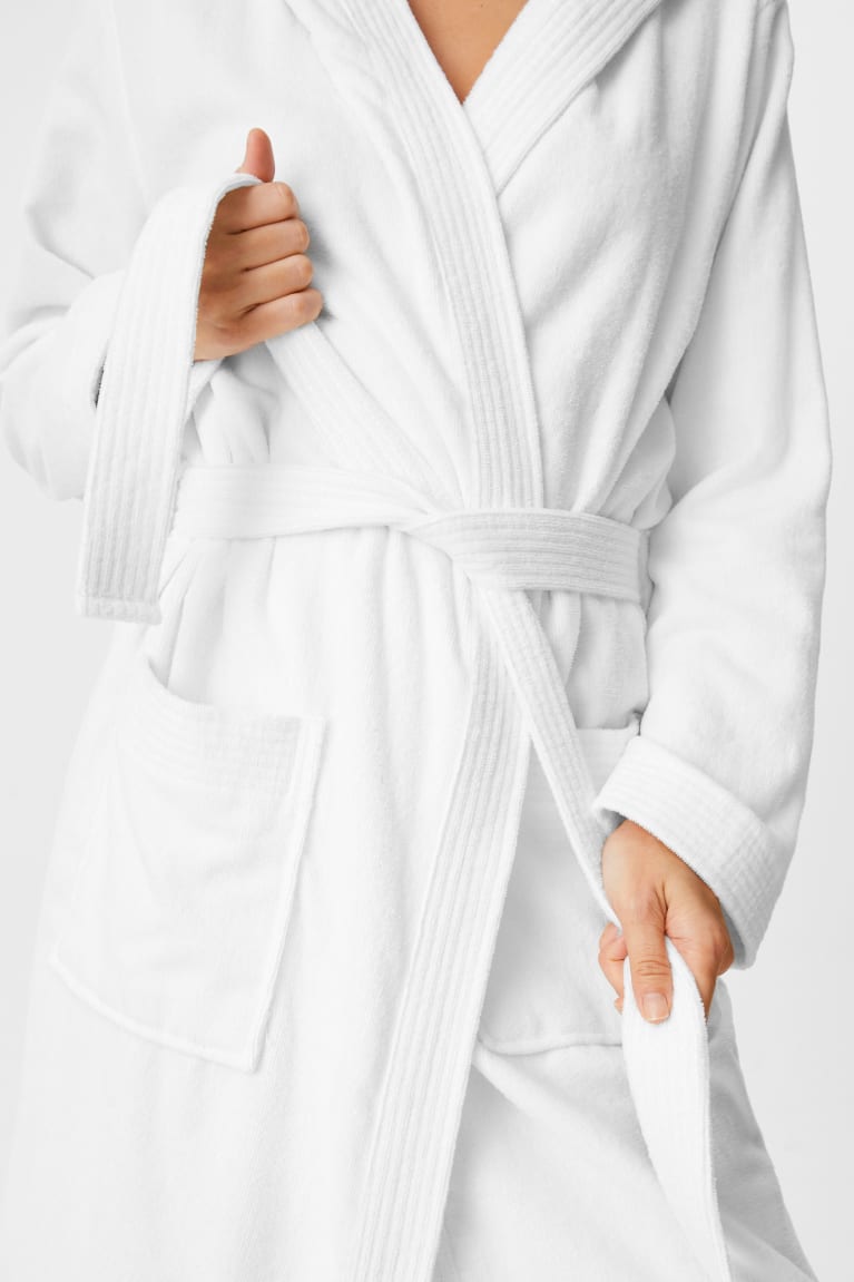 C&A Terry Bathrobe With Hood Naisten Yöasut Valkoinen | 92FDEGPMZ