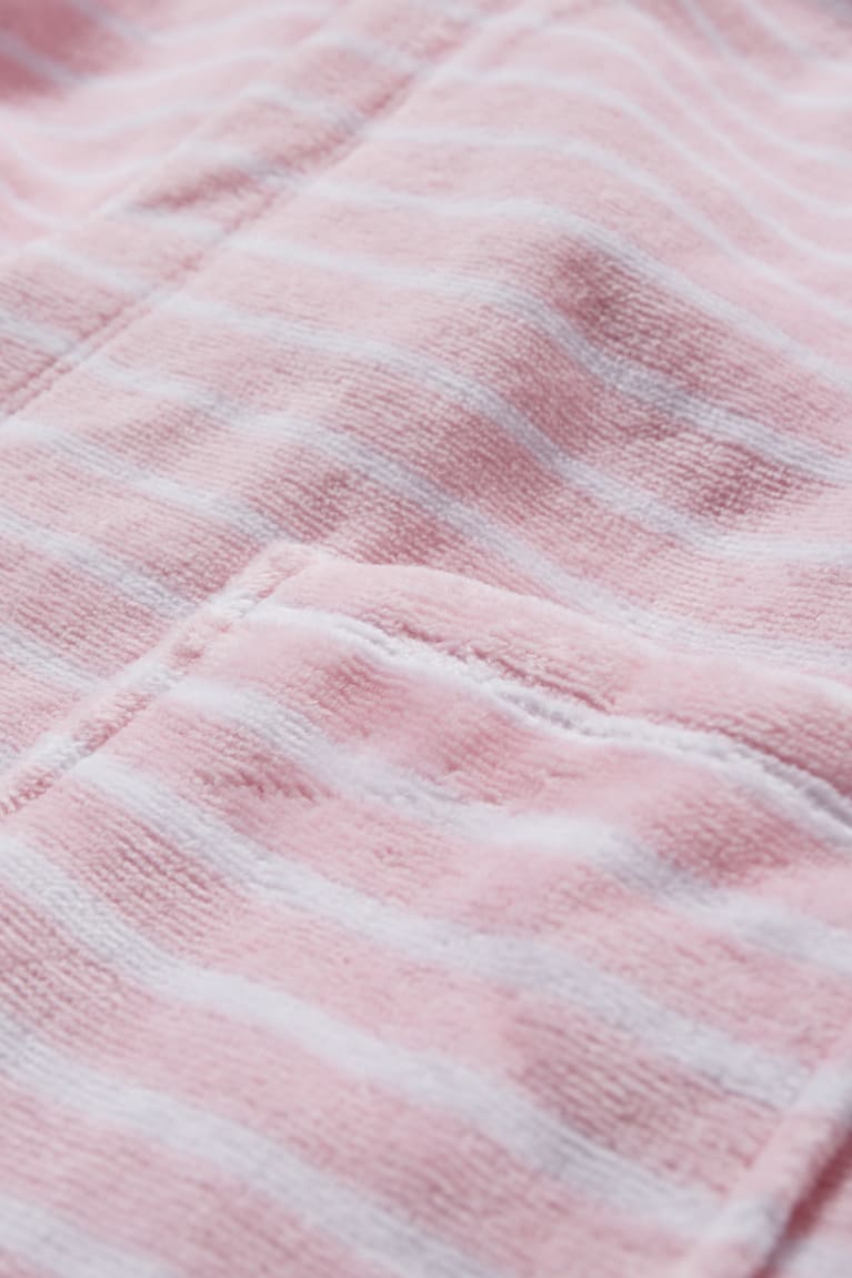 C&A Terry Bathrobe With Hood Organic Puuvilla Raidallinen Tytön Alusvaatteet Pinkki | 14DNMRGQF