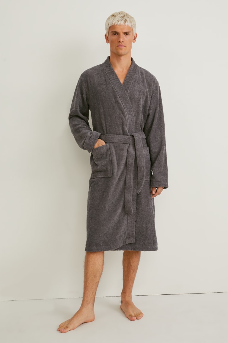 C&A Terry Cloth Bathrobe Organic Puuvilla Miesten Alusvaatteet Harmaat Ruskea | 41XWBRVLJ