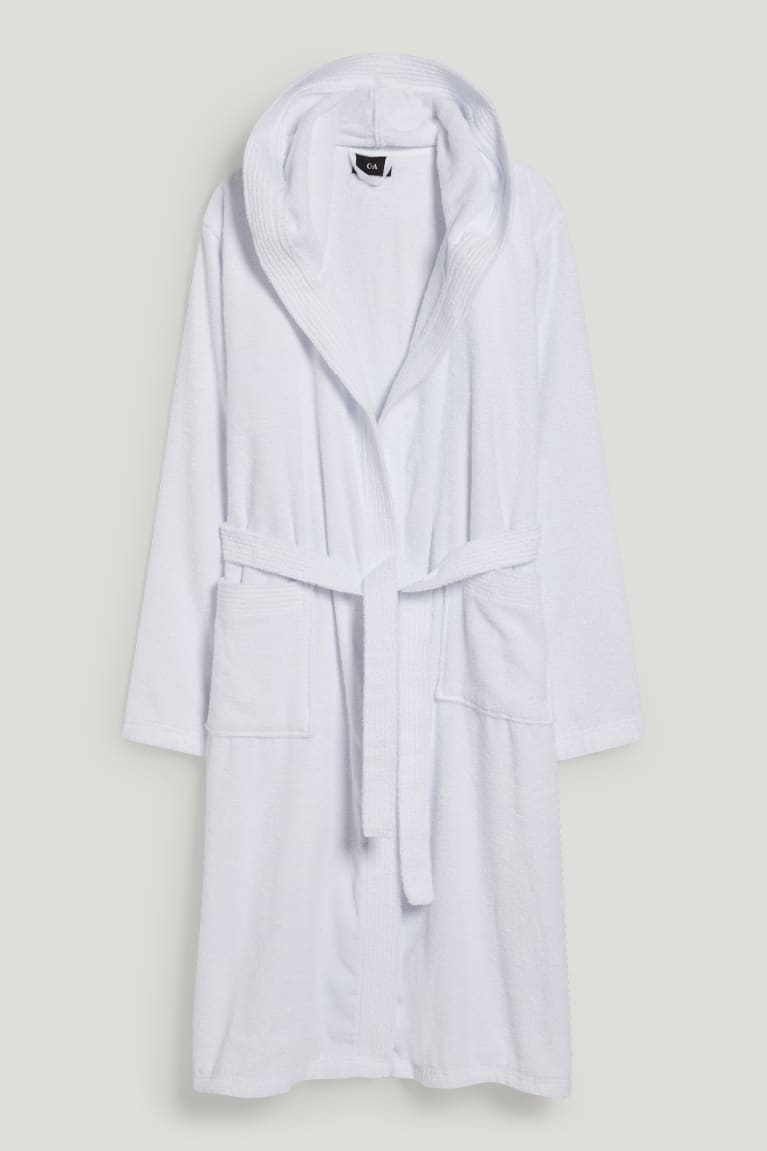 C&A Terry Cloth Bathrobe With Hood Organic Puuvilla Miesten Alusvaatteet Valkoinen | 19MLPEGCI